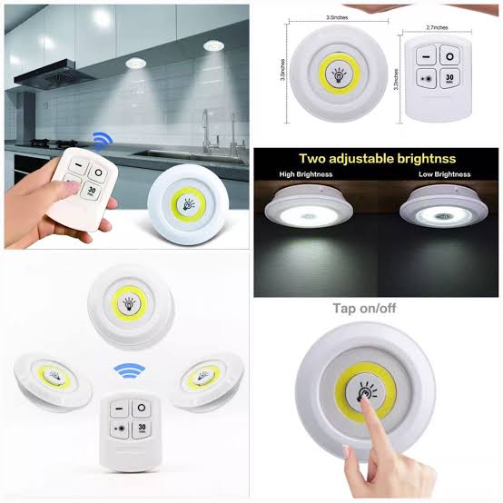 3 Pcs Led Sensor Cabinet Night Lights With Remote Control | Dimmable Closet Lamp Bathroom Indoor House