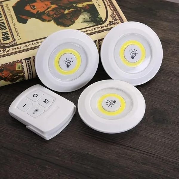 3 Pcs Led Sensor Cabinet Night Lights With Remote Control | Dimmable Closet Lamp Bathroom Indoor House