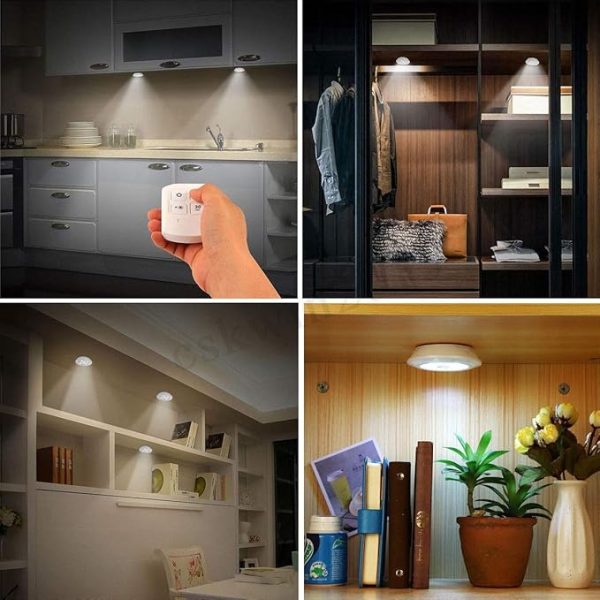 3 Pcs Led Sensor Cabinet Night Lights With Remote Control | Dimmable Closet Lamp Bathroom Indoor House