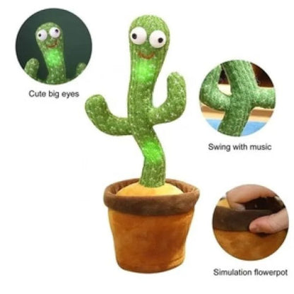 Rechargeable Dancing Cactus Toy with Hat | Interactive Singing & Talking Plush for Toddlers and Kids