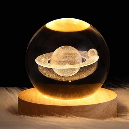 3D Galaxy Space Crystal Ball Night Light with Stand